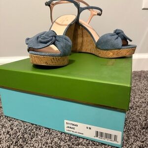 Janae Light Blue Denim Wedge Sandals